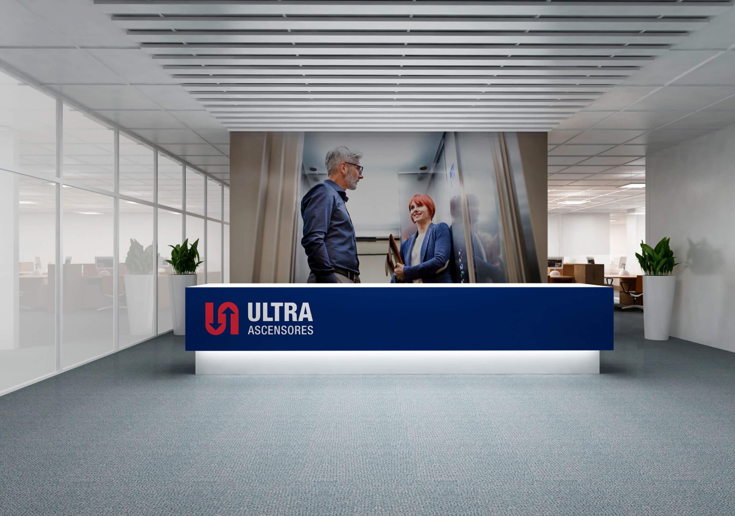 Rebranding-Ultra Ascensores-Aplicación-Oficina Comercial