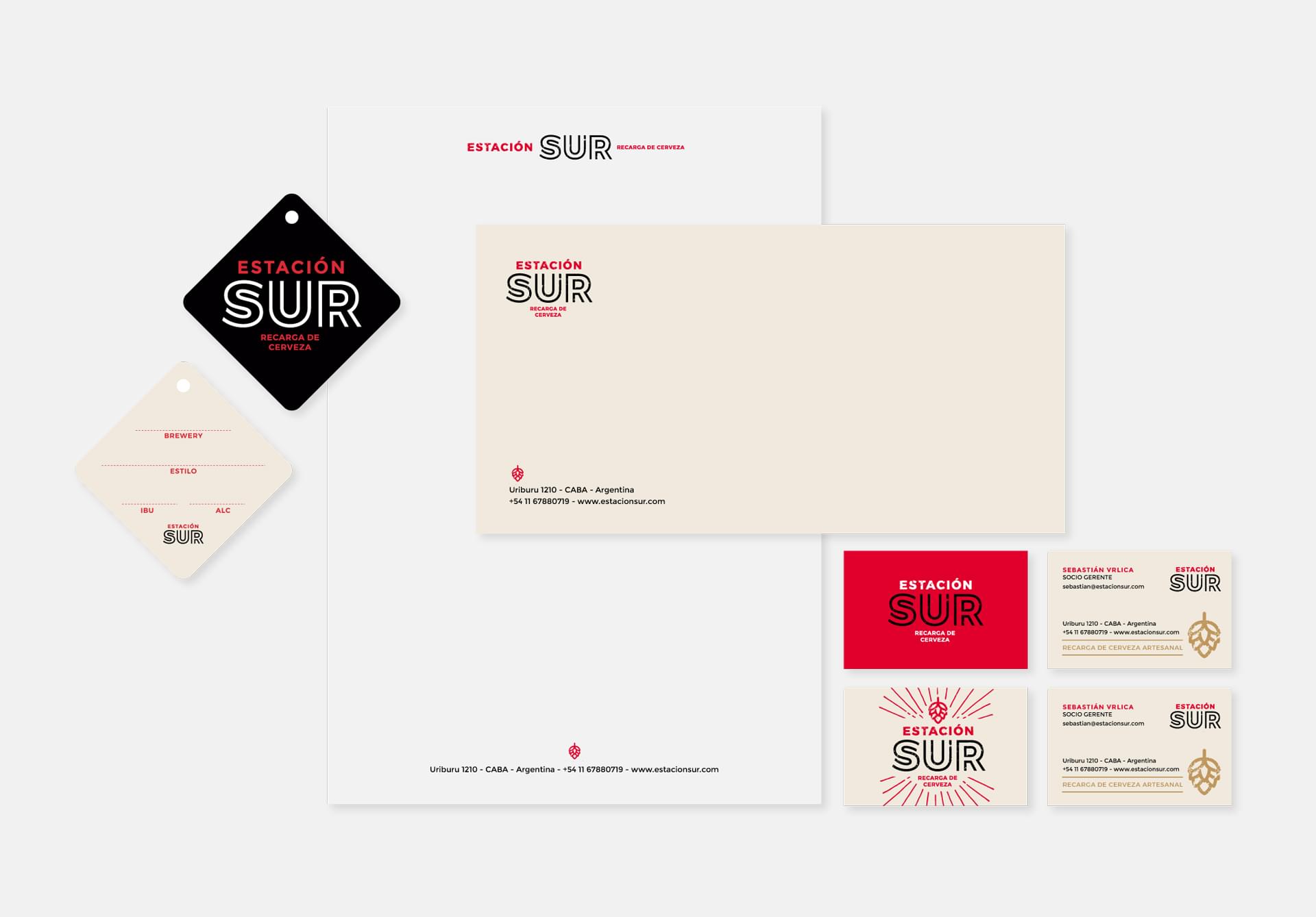 Branding-Estación Sur-Aplicaciones-Papelería-Etiquetas