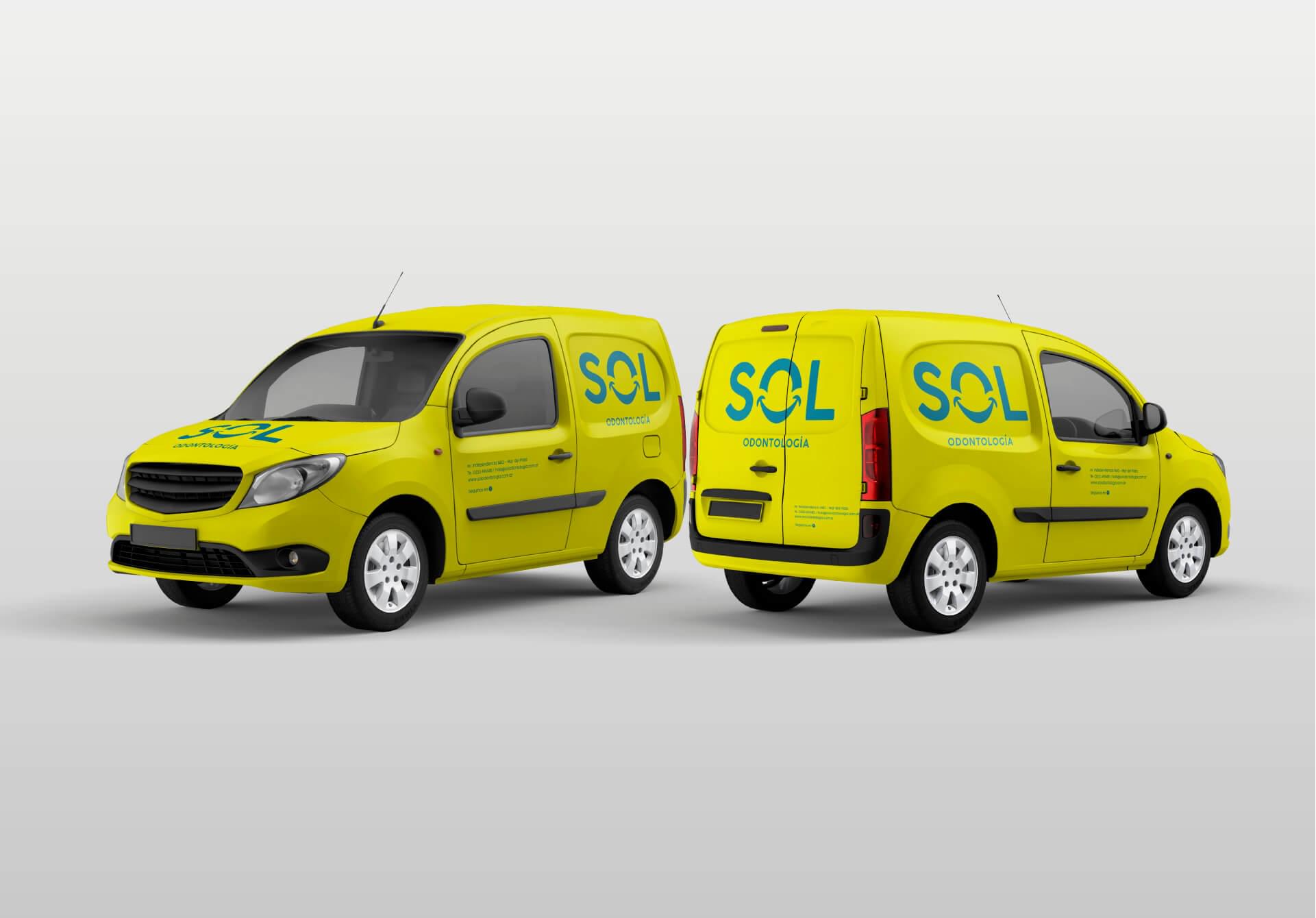 Rebranding-SOL Odontología-Aplicación-Vehículo-Utilitario