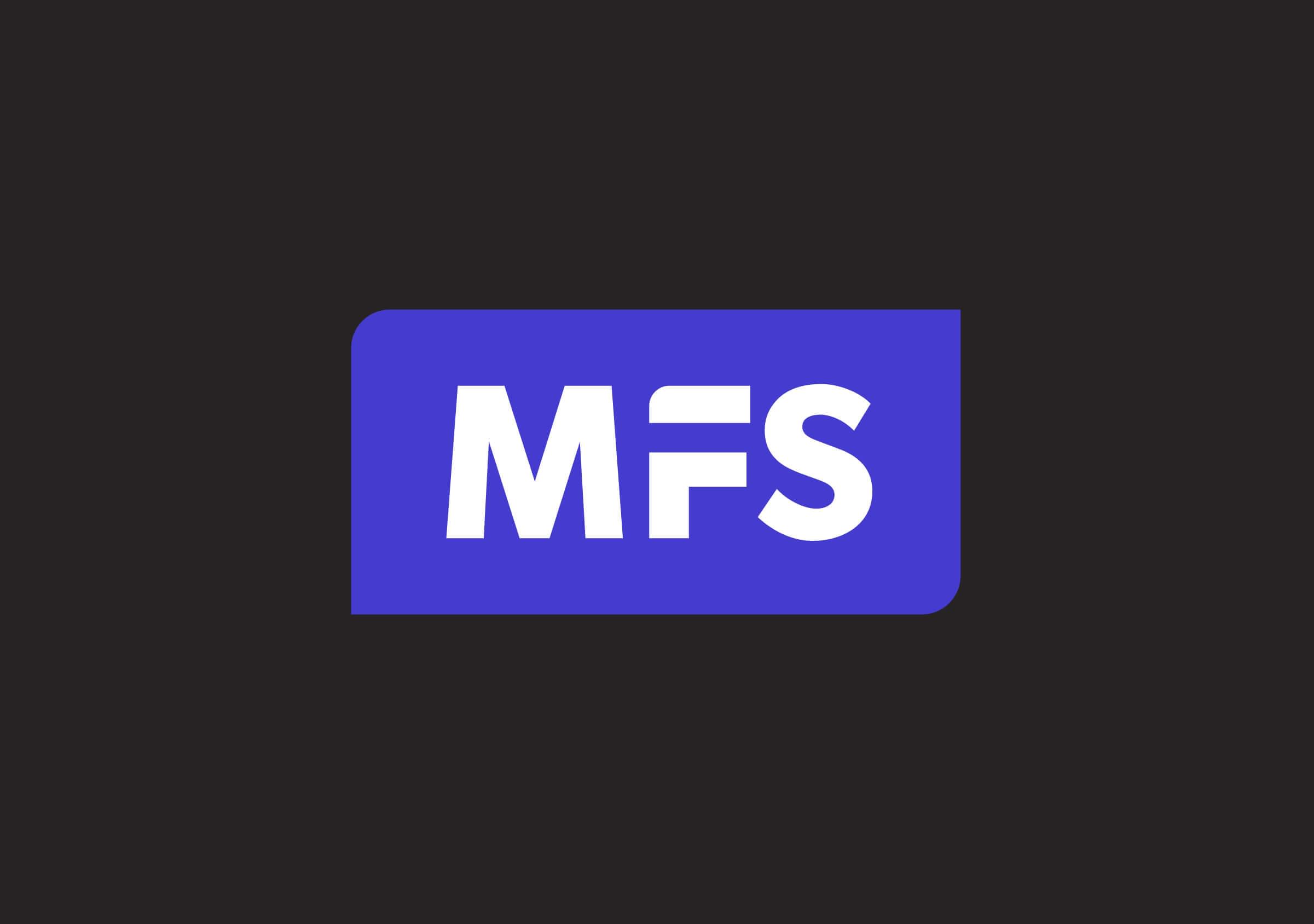 Rebranding-MFS-Marca Gráfica-Logotipo en contenedor sobre fondo negro
