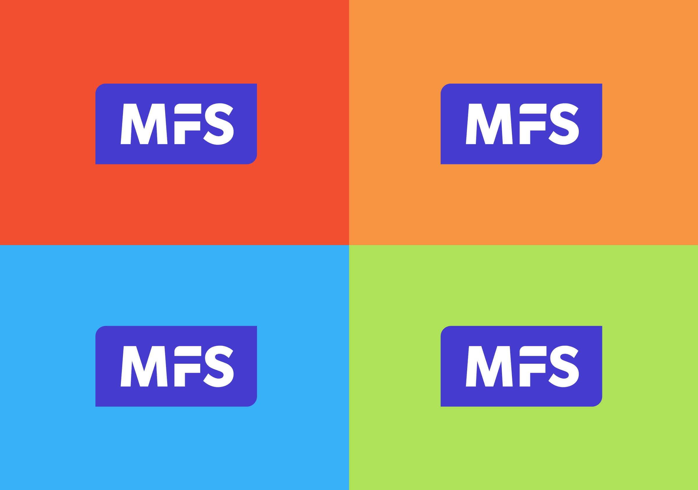 Rebranding-MFS-Marca Logotipo en contendor sobre fondos-Color