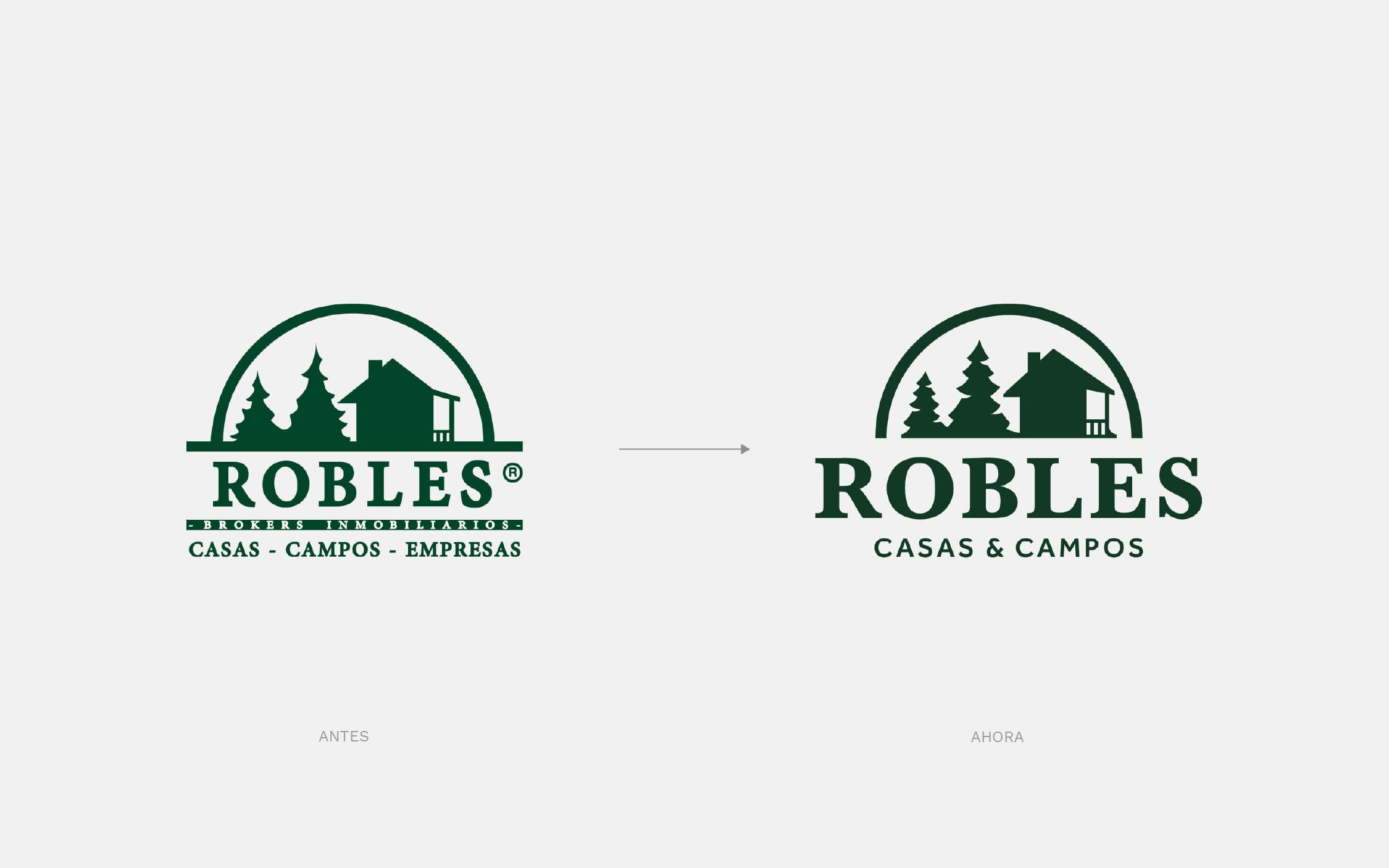 Rebranding Robles: comparación de logos
